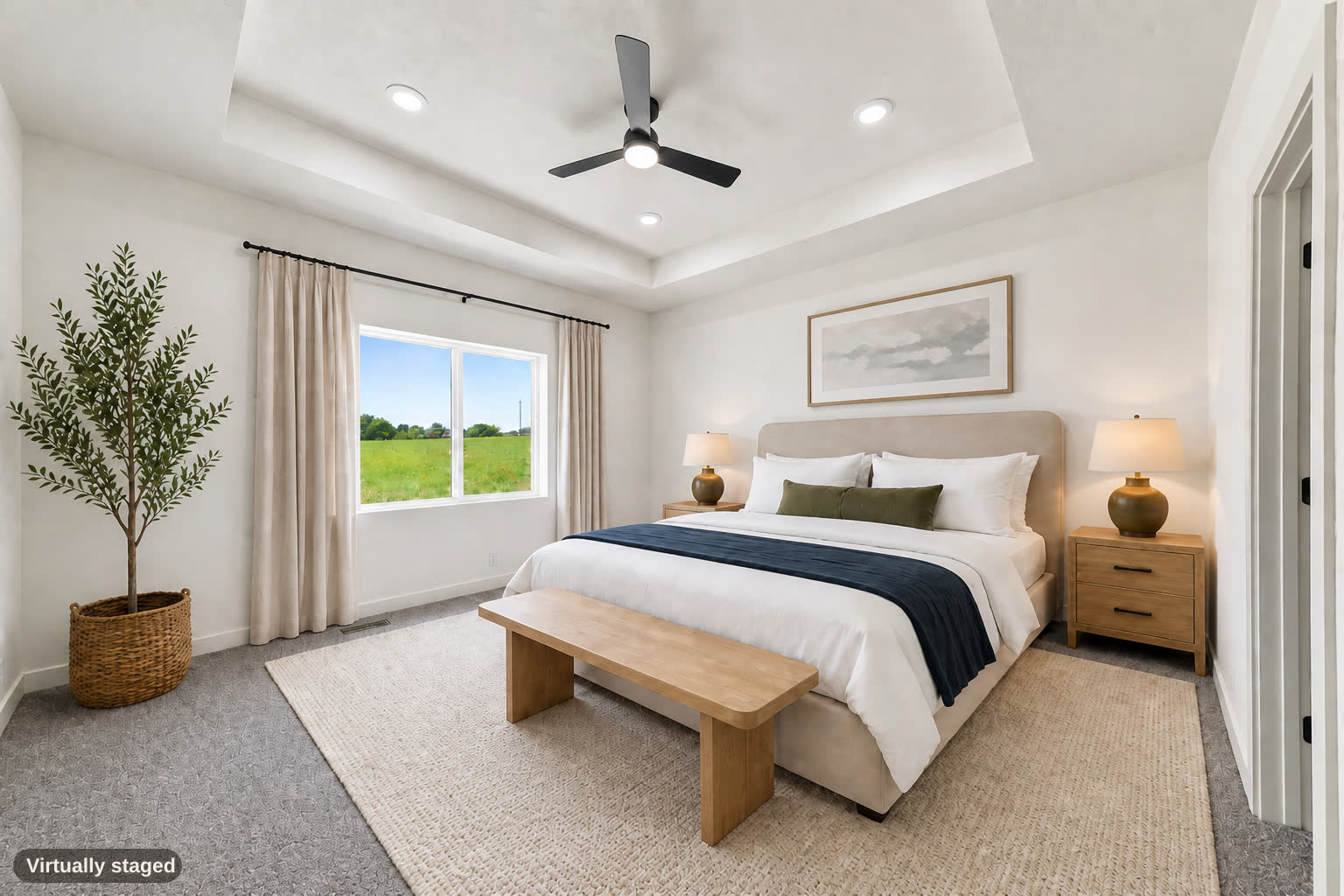 Same primary bedroom, virtually staged.